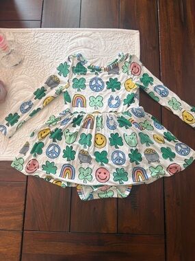 Little Sleepies Happy Go Lucky Twirl Bodysuit Bamboo Dress 12-18M